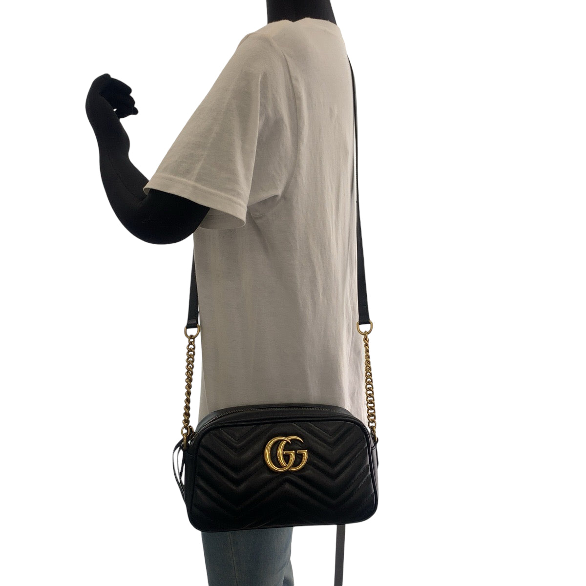 GUCCI グッチ GGマーモント キルティング ブラック 黒 ゴールド金具 レザー 447632 チェーンショルダーバッグ 斜め掛け  レディース