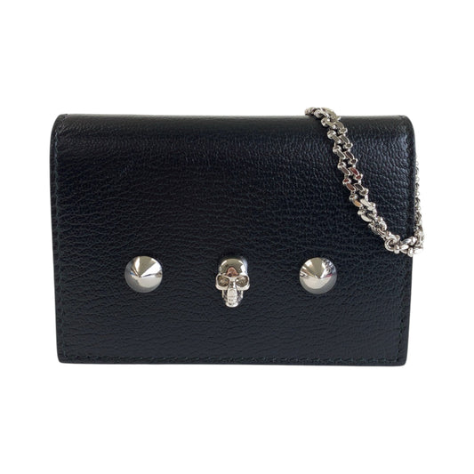 13666
Alexander McQueen アレキサンダーマックイーン スカル スタッズ ブラック 黒 シルバー金具 レザー チェーンショルダーバッグ コインケース  レディース