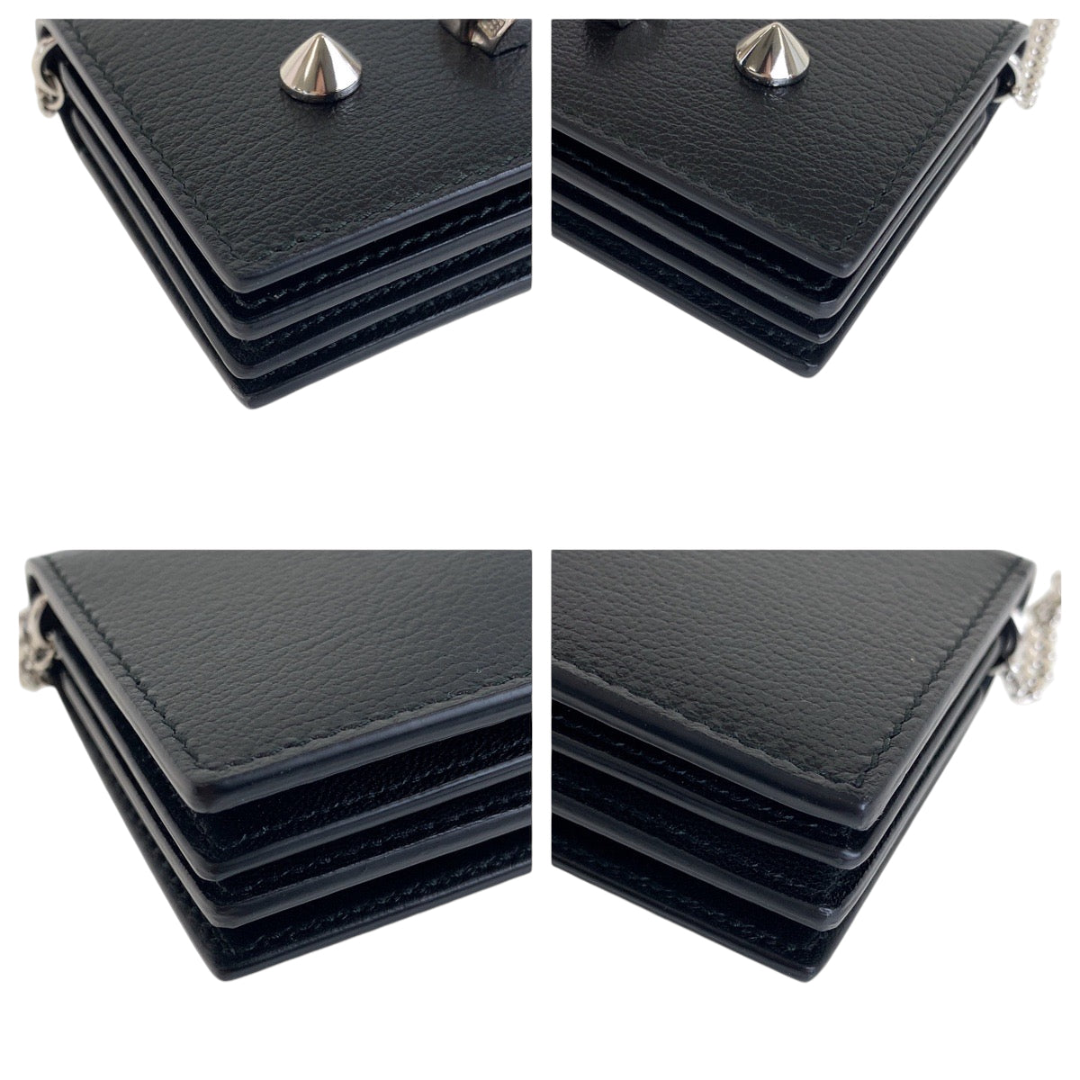 13666
Alexander McQueen アレキサンダーマックイーン スカル スタッズ ブラック 黒 シルバー金具 レザー チェーンショルダーバッグ コインケース  レディース