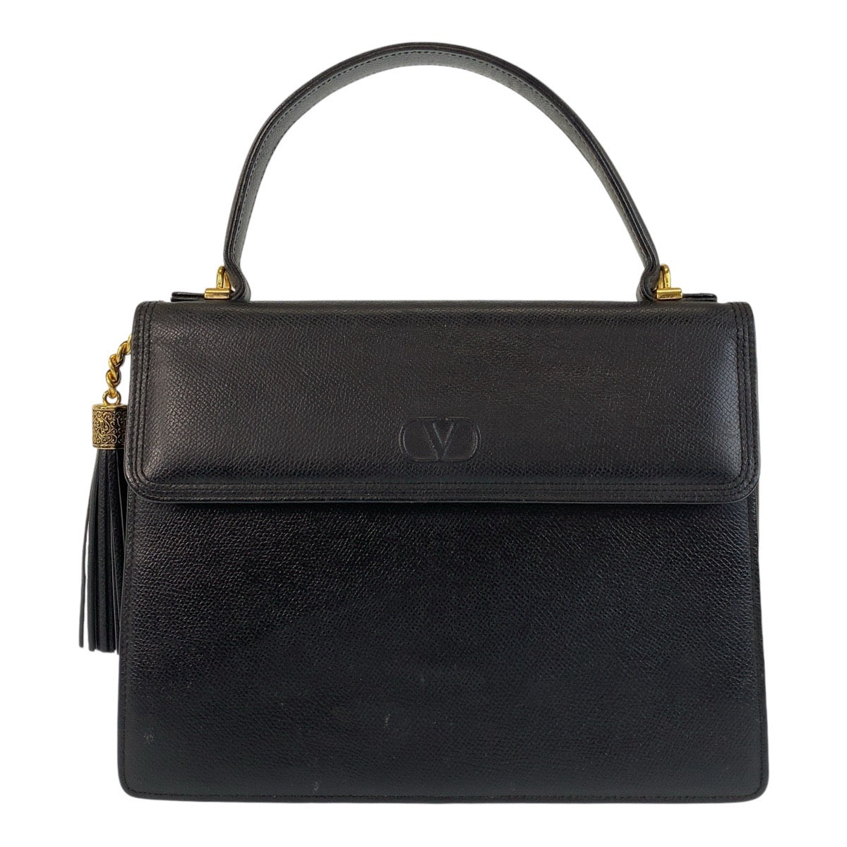 13667
Valentino Garavani ヴァレンティノ ガラヴァーニ ヴィンテージ ブラック 黒 ゴールド金具 レザー ハンドバッグ  レディース A39
