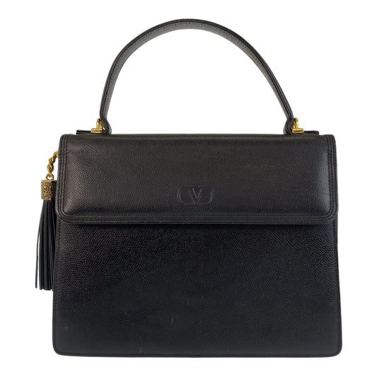 13667
Valentino Garavani ヴァレンティノ ガラヴァーニ ヴィンテージ ブラック 黒 ゴールド金具 レザー ハンドバッグ  レディース A39