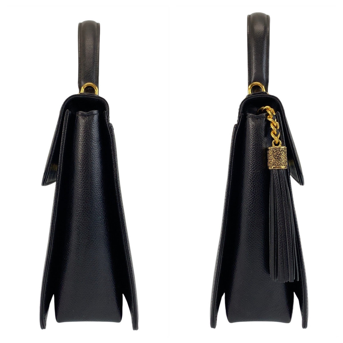 13667
Valentino Garavani ヴァレンティノ ガラヴァーニ ヴィンテージ ブラック 黒 ゴールド金具 レザー ハンドバッグ  レディース A39