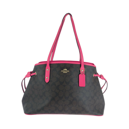 13669
COACH コーチ シグネチャー ブラウン ピンク ゴールド金具 PVC F23855 トートバッグ ショルダーバッグ  レディース