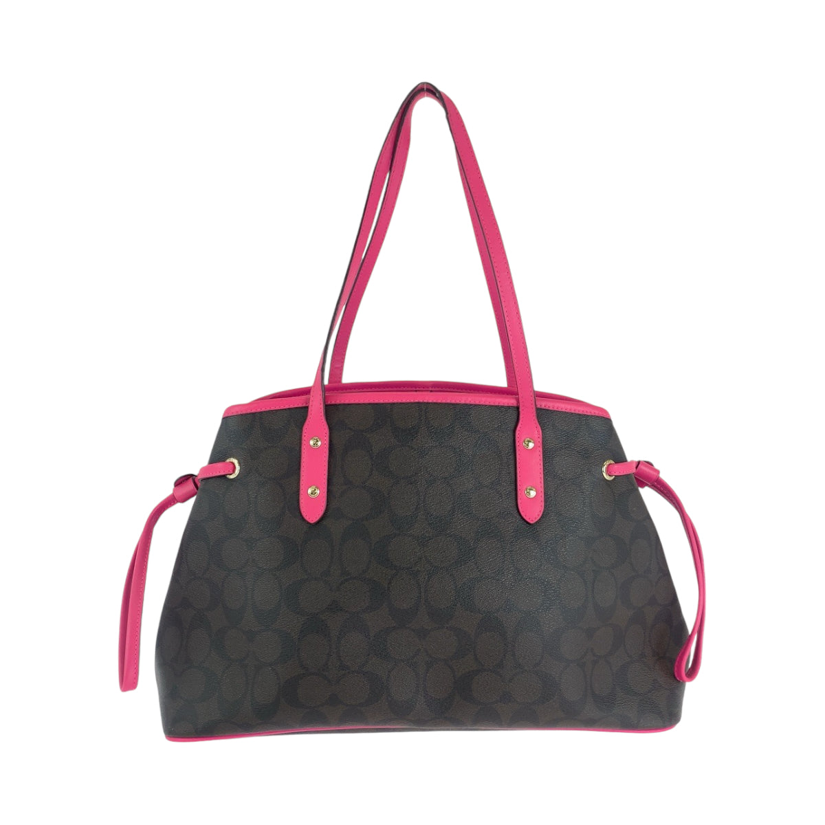 13669
COACH コーチ シグネチャー ブラウン ピンク ゴールド金具 PVC F23855 トートバッグ ショルダーバッグ  レディース