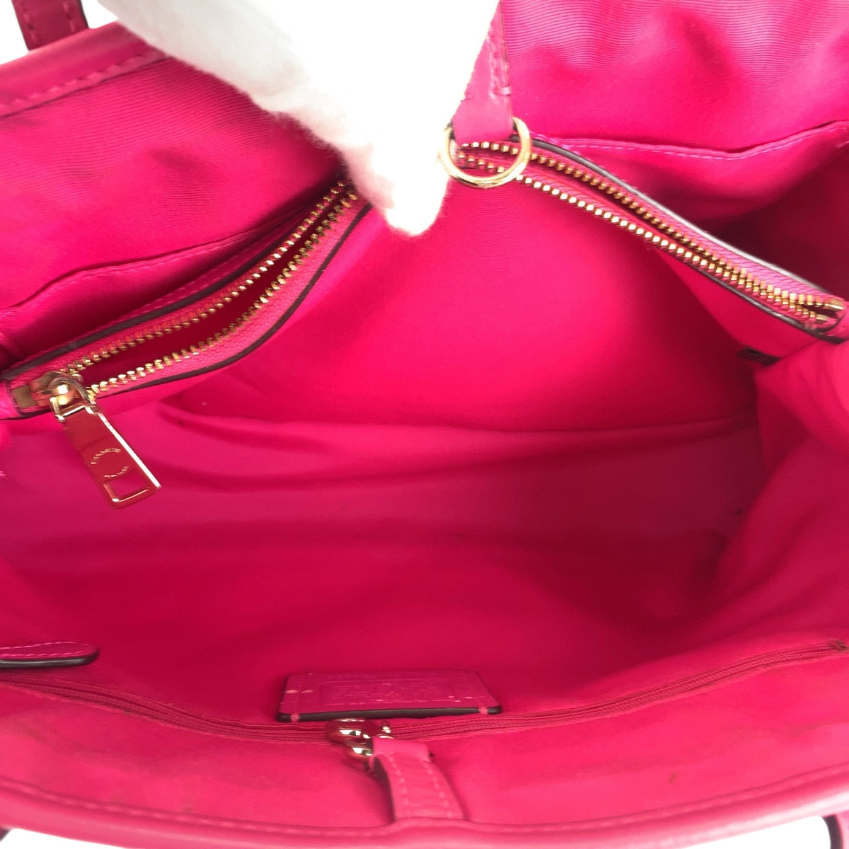 13669
COACH コーチ シグネチャー ブラウン ピンク ゴールド金具 PVC F23855 トートバッグ ショルダーバッグ  レディース