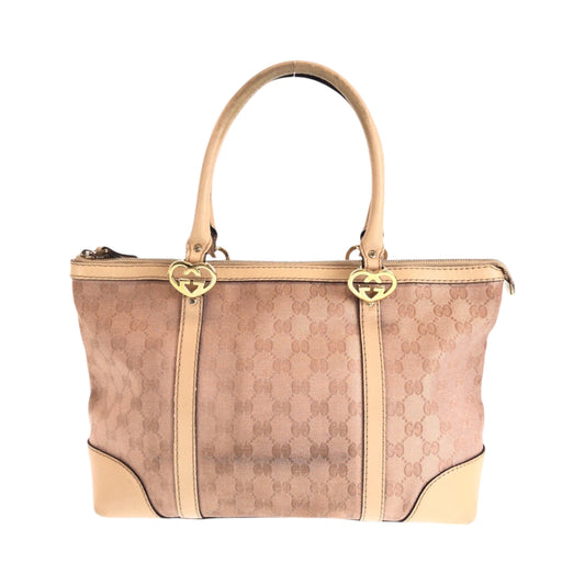 13670
GUCCI グッチ ラブリー ピンク ベージュ ゴールド金具 GGキャンバス 257069 トートバッグ ショルダーバッグ  レディース
