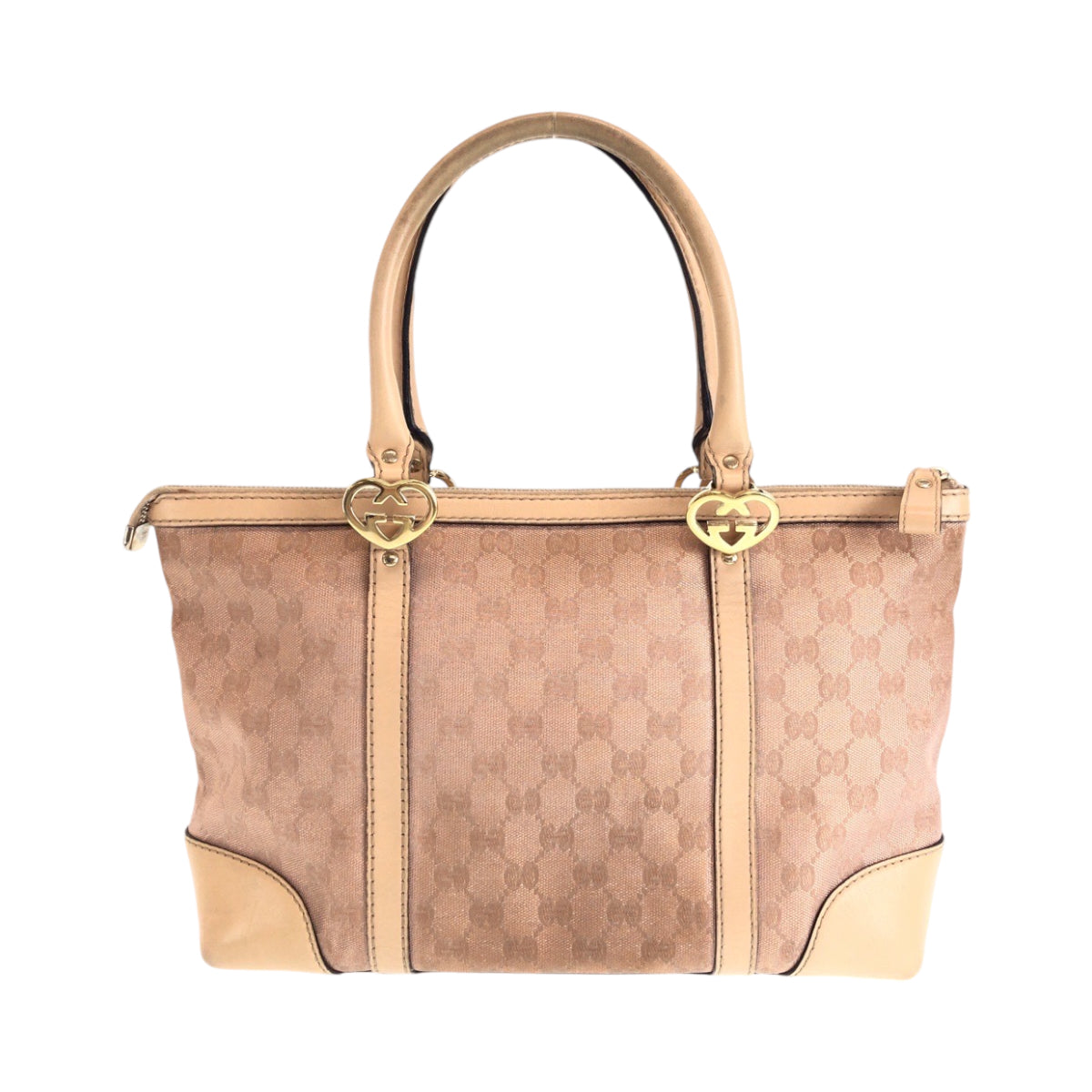 13670
GUCCI グッチ ラブリー ピンク ベージュ ゴールド金具 GGキャンバス 257069 トートバッグ ショルダーバッグ  レディース