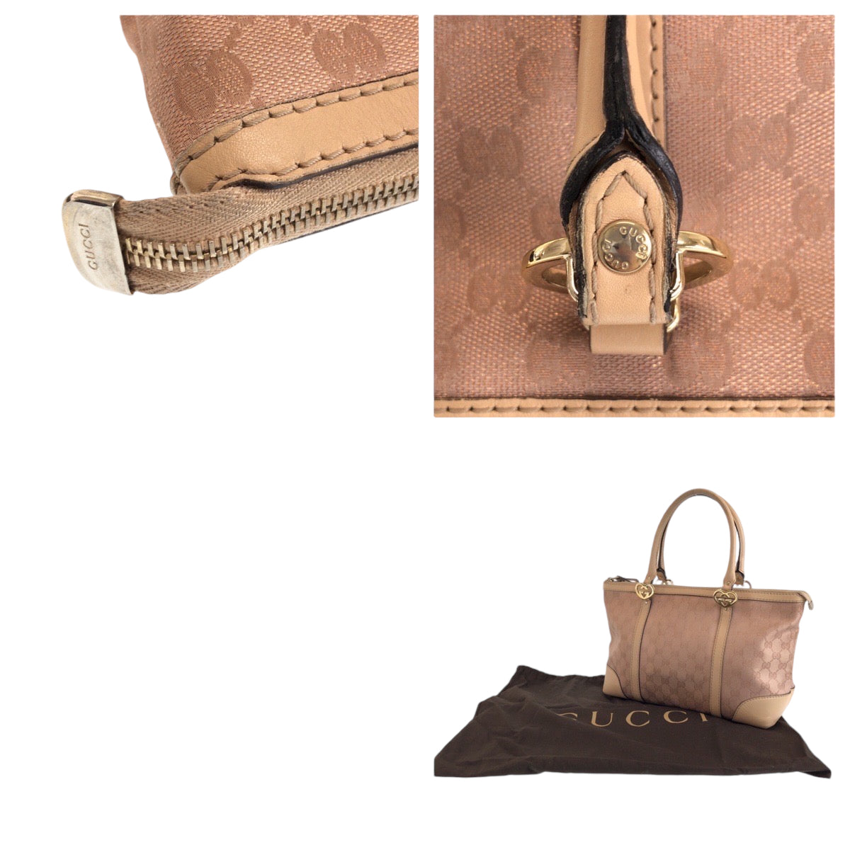 13670
GUCCI グッチ ラブリー ピンク ベージュ ゴールド金具 GGキャンバス 257069 トートバッグ ショルダーバッグ  レディース