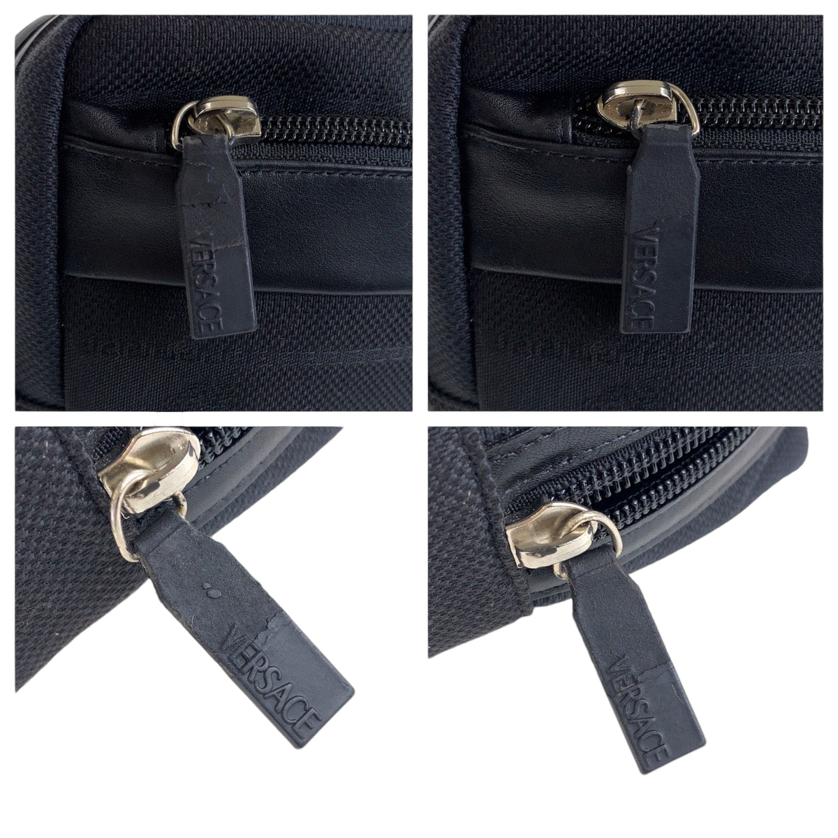 13672
VERSACE ヴェルサーチ ブラック 黒 キャンバス セカンドバッグ クラッチバッグ  レディース
