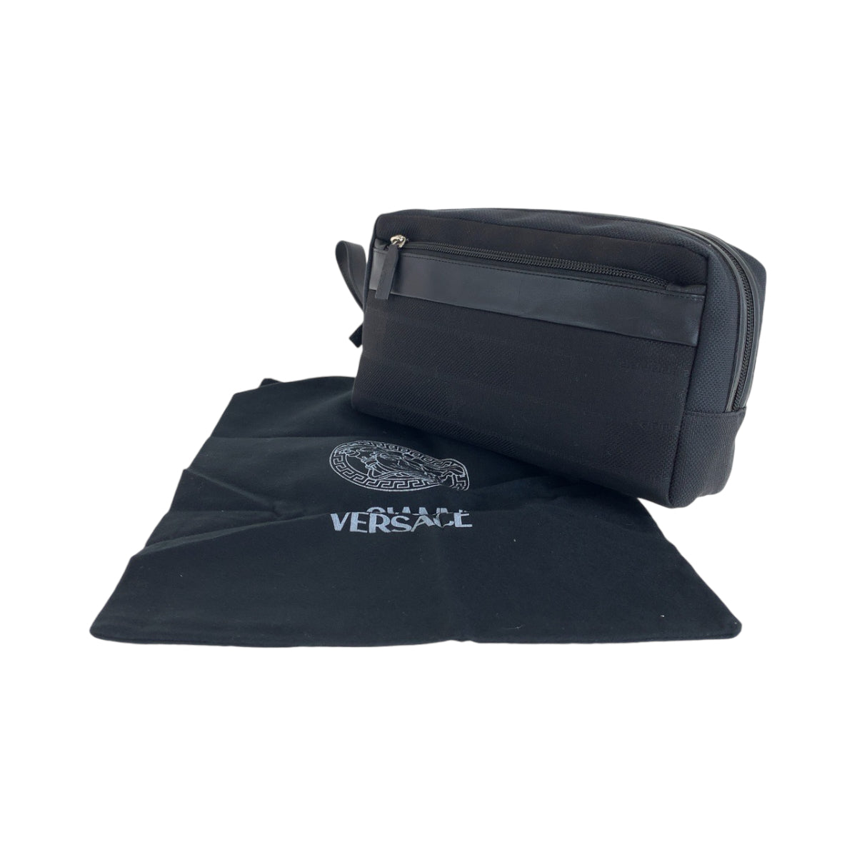 13672
VERSACE ヴェルサーチ ブラック 黒 キャンバス セカンドバッグ クラッチバッグ  レディース