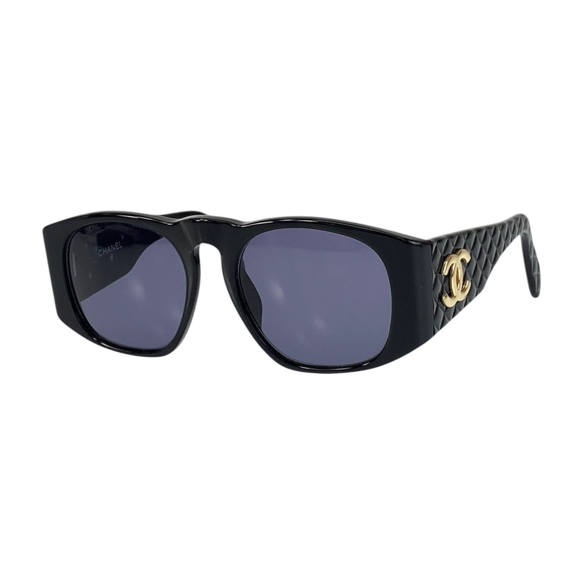 13673
CHANEL シャネル マトラッセ ココマーク ブルースモーク ブラック 黒 ゴールド金具 プラスチック 01450 94305 サングラス ウェリントン  レディース