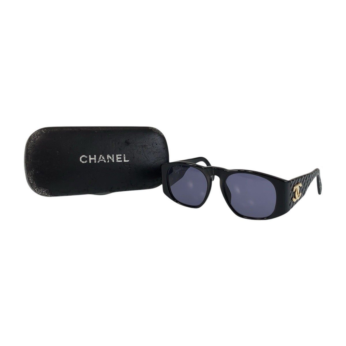 13673
CHANEL シャネル マトラッセ ココマーク ブルースモーク ブラック 黒 ゴールド金具 プラスチック 01450 94305 サングラス ウェリントン  レディース