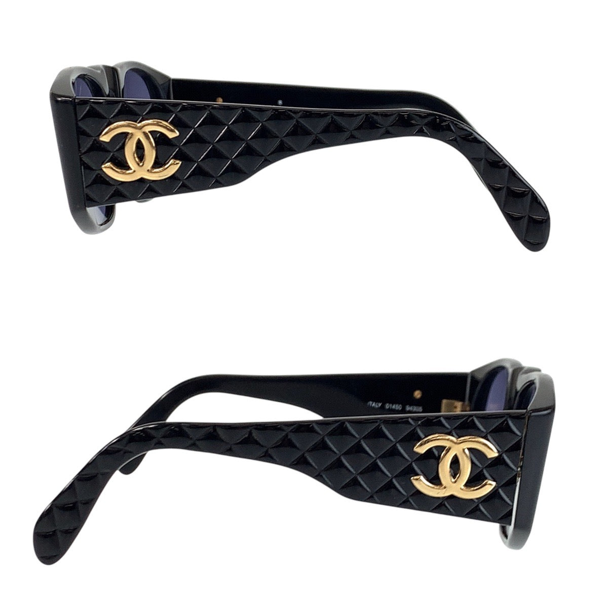 13673
CHANEL シャネル マトラッセ ココマーク ブルースモーク ブラック 黒 ゴールド金具 プラスチック 01450 94305 サングラス ウェリントン  レディース