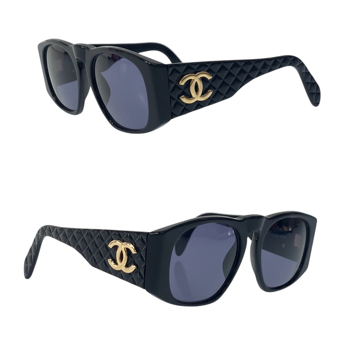 13673
CHANEL シャネル マトラッセ ココマーク ブルースモーク ブラック 黒 ゴールド金具 プラスチック 01450 94305 サングラス ウェリントン  レディース