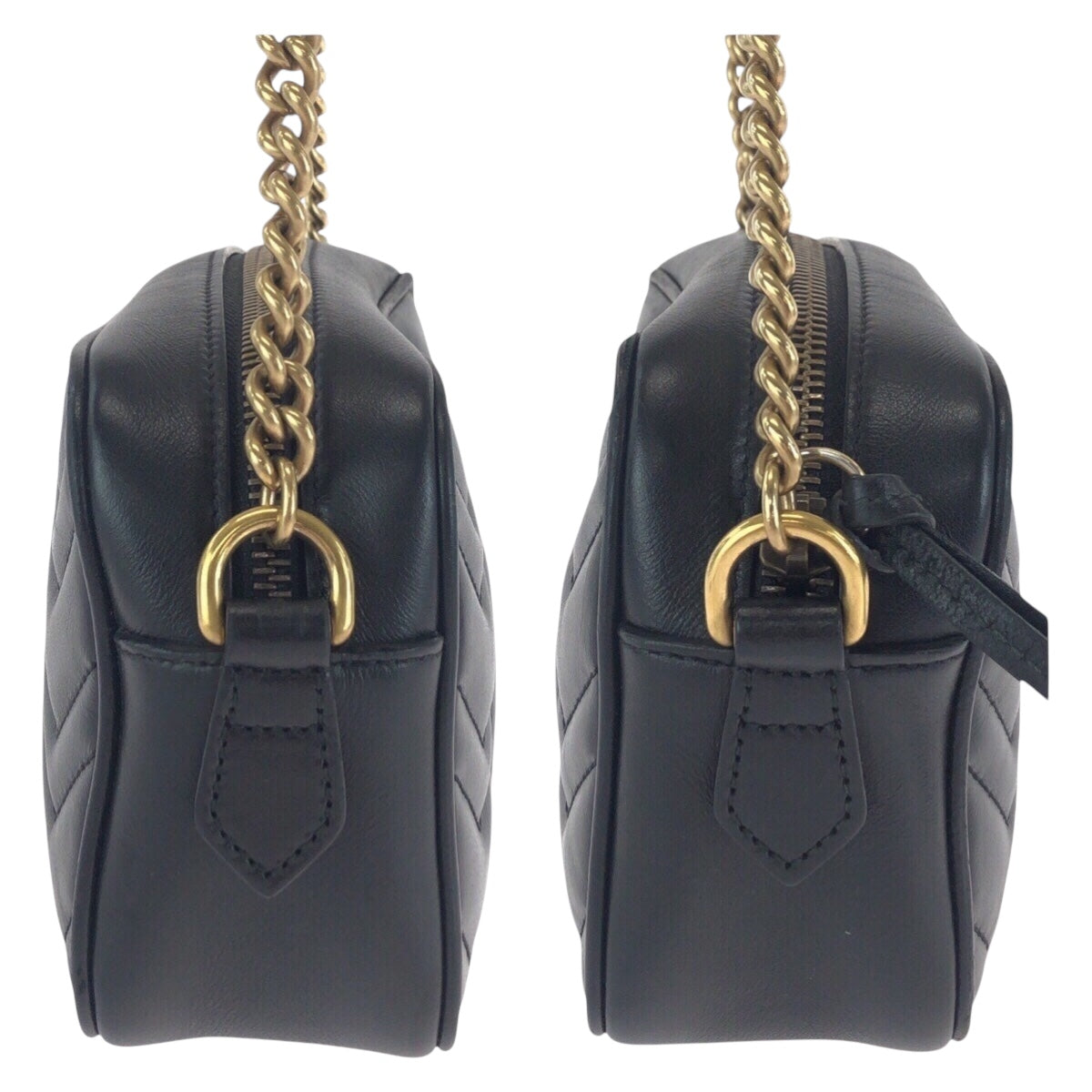 13677
GUCCI グッチ GGマーモント キルティング ブラック 黒 ゴールド金具 レザー 448065 斜め掛け ショルダーバッグ  レディース