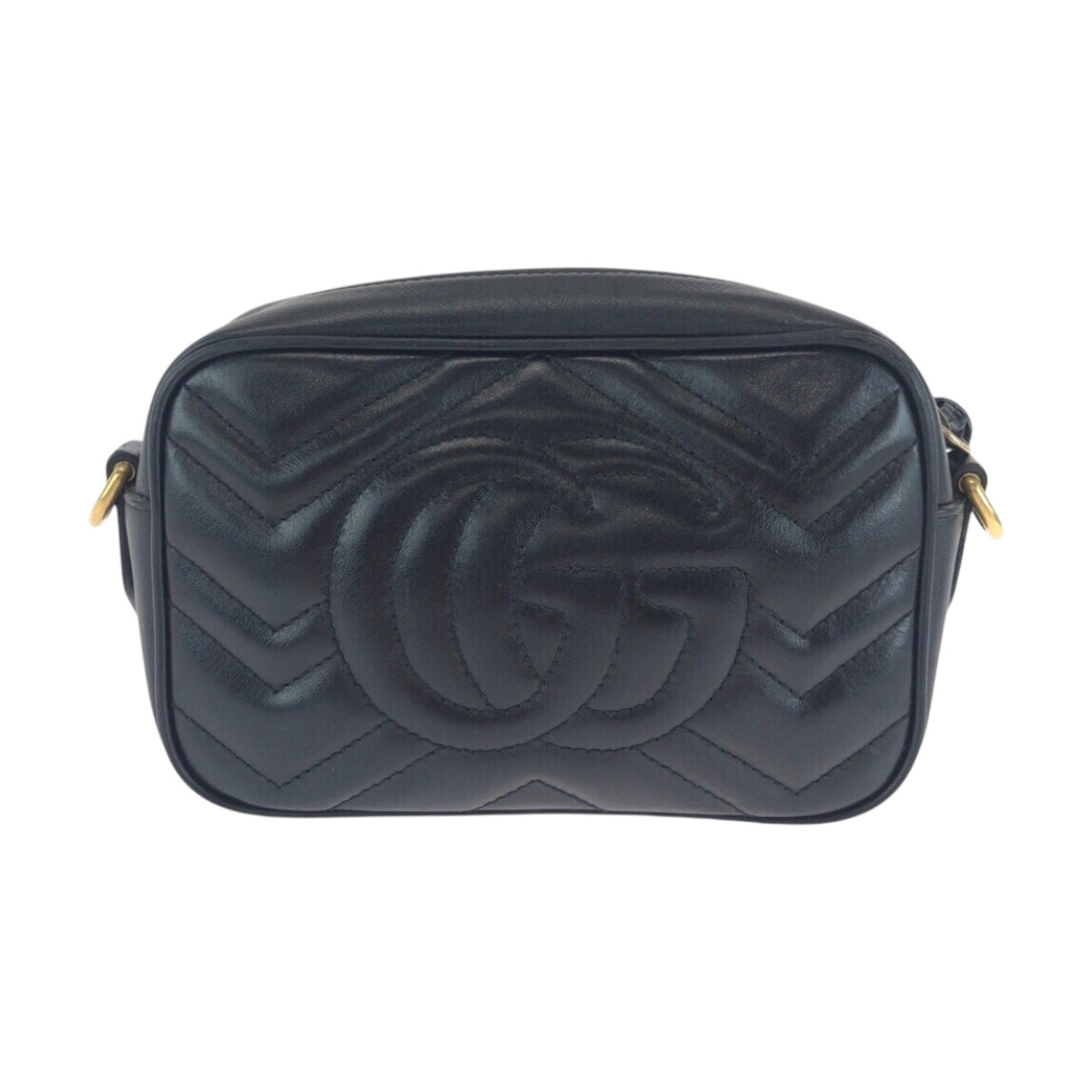 13677
GUCCI グッチ GGマーモント キルティング ブラック 黒 ゴールド金具 レザー 448065 斜め掛け ショルダーバッグ  レディース