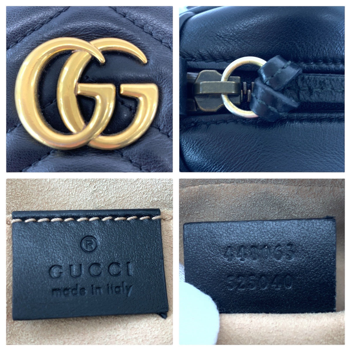 13677
GUCCI グッチ GGマーモント キルティング ブラック 黒 ゴールド金具 レザー 448065 斜め掛け ショルダーバッグ  レディース