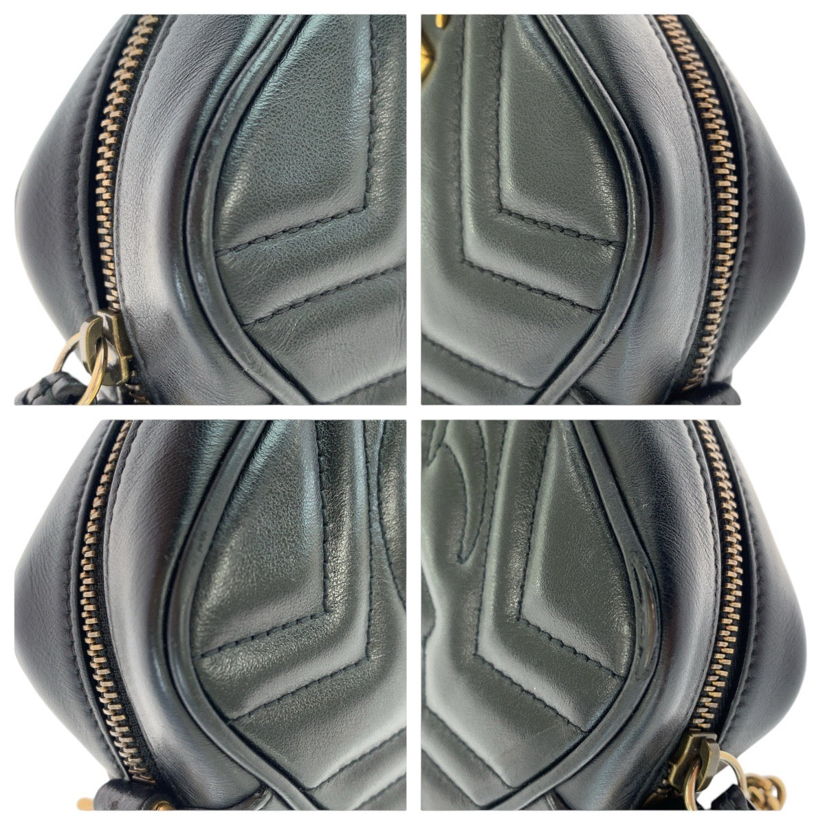 13677
GUCCI グッチ GGマーモント キルティング ブラック 黒 ゴールド金具 レザー 448065 斜め掛け ショルダーバッグ  レディース