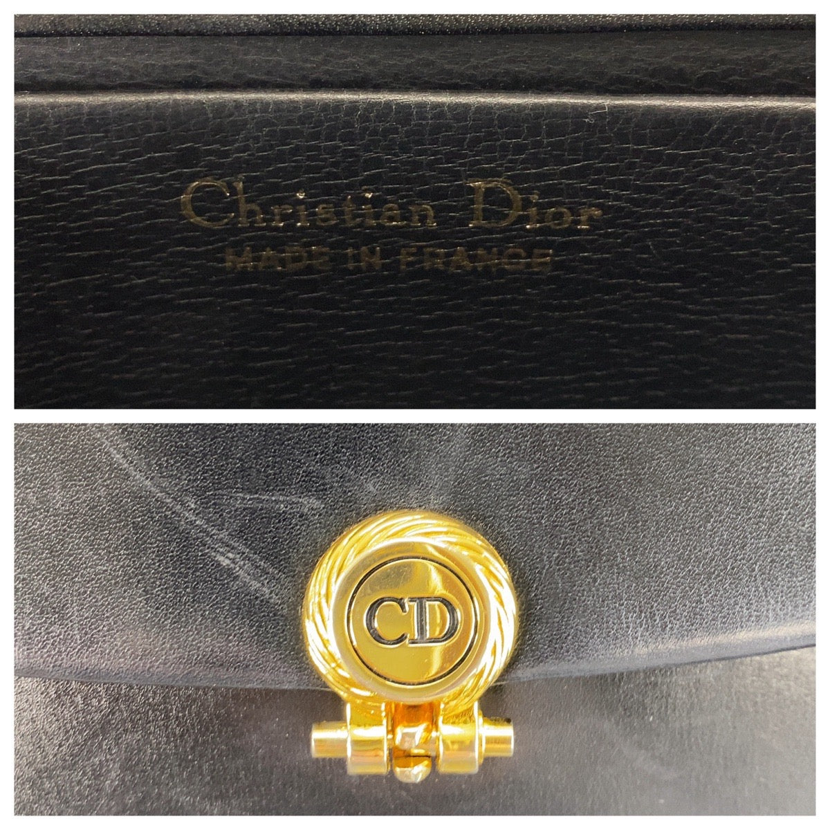 13680
Christian Dior クリスチャンディオール ヴィンテージ ブラック 黒 ゴールド金具 レザー チェーン ショルダーバッグ  レディース