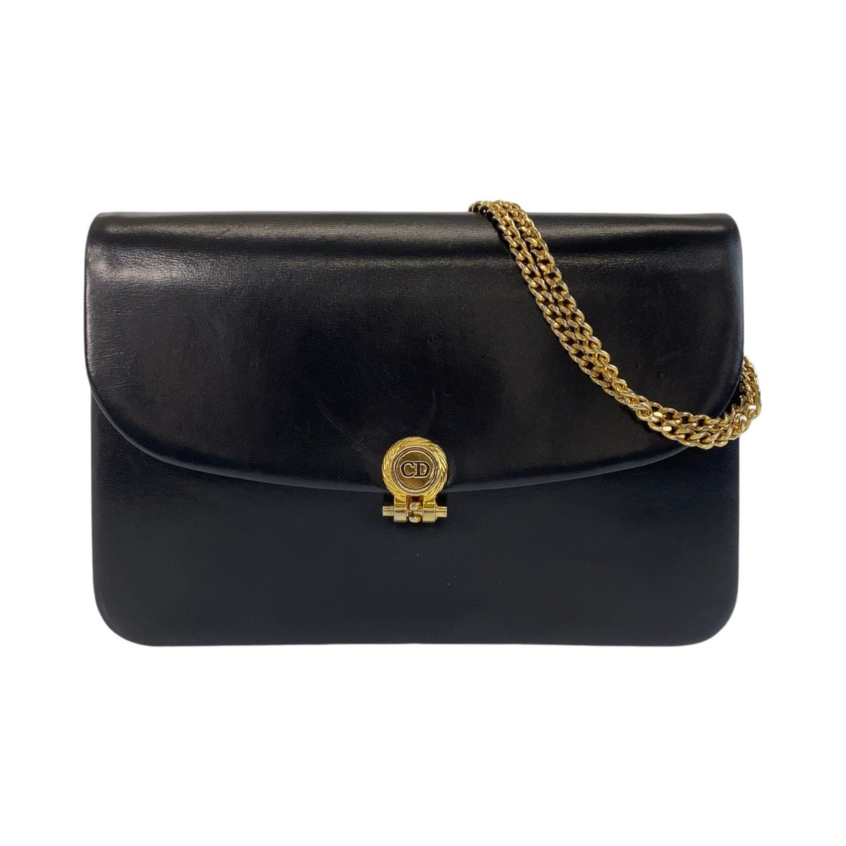 13680
Christian Dior クリスチャンディオール ヴィンテージ ブラック 黒 ゴールド金具 レザー チェーン ショルダーバッグ  レディース