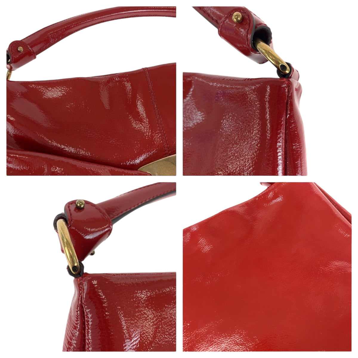 13683
Salvatore Ferragamo サルヴァトーレフェラガモ ヴァラ レッド ゴールド金具 パテントレザー ホーボー ショルダーバッグ ハンドバッグ 2way  レディース