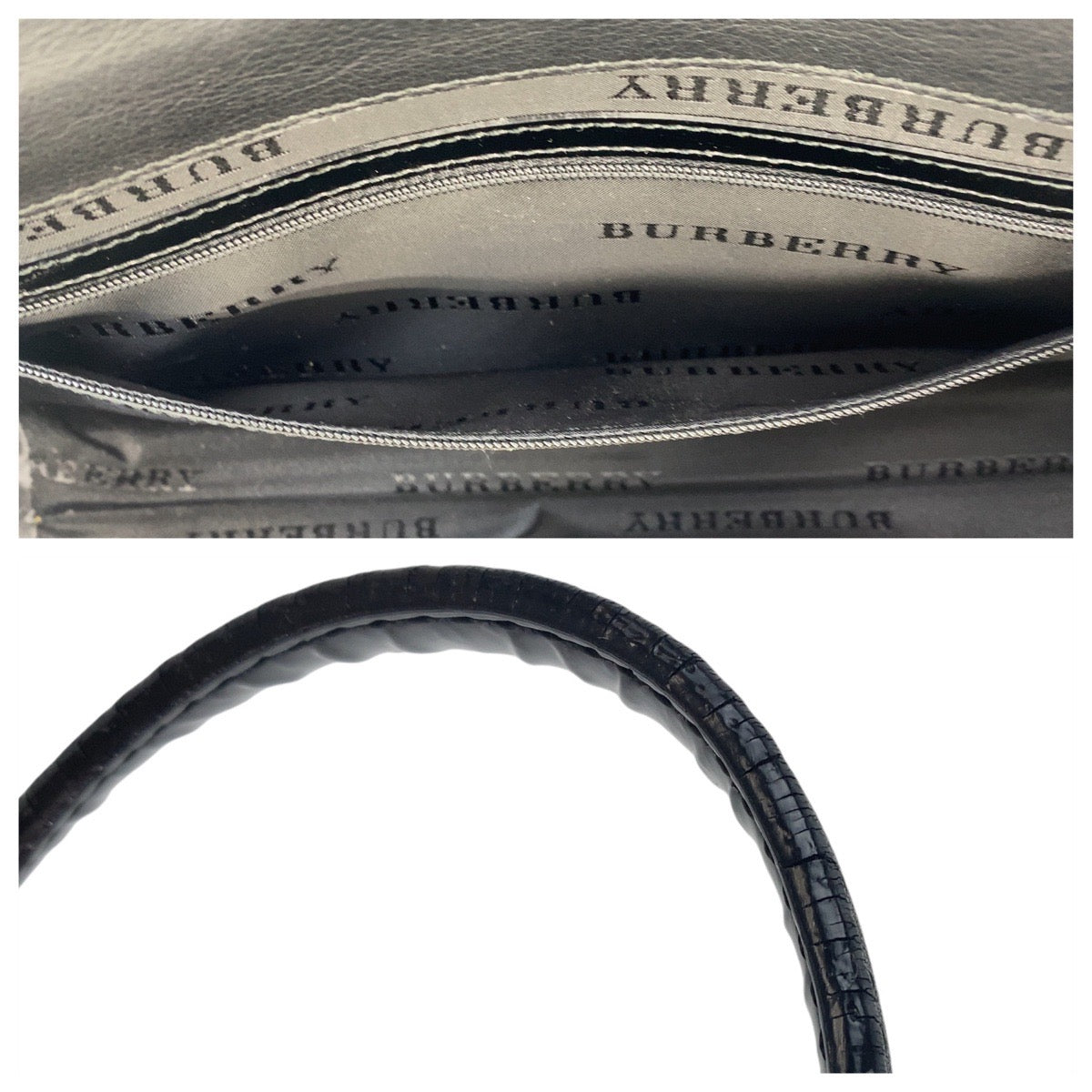 17981
BURBERRY バーバリー チェック柄 型押し ブラック 黒 シルバー金具 ショルダーバッグ  レディース A40