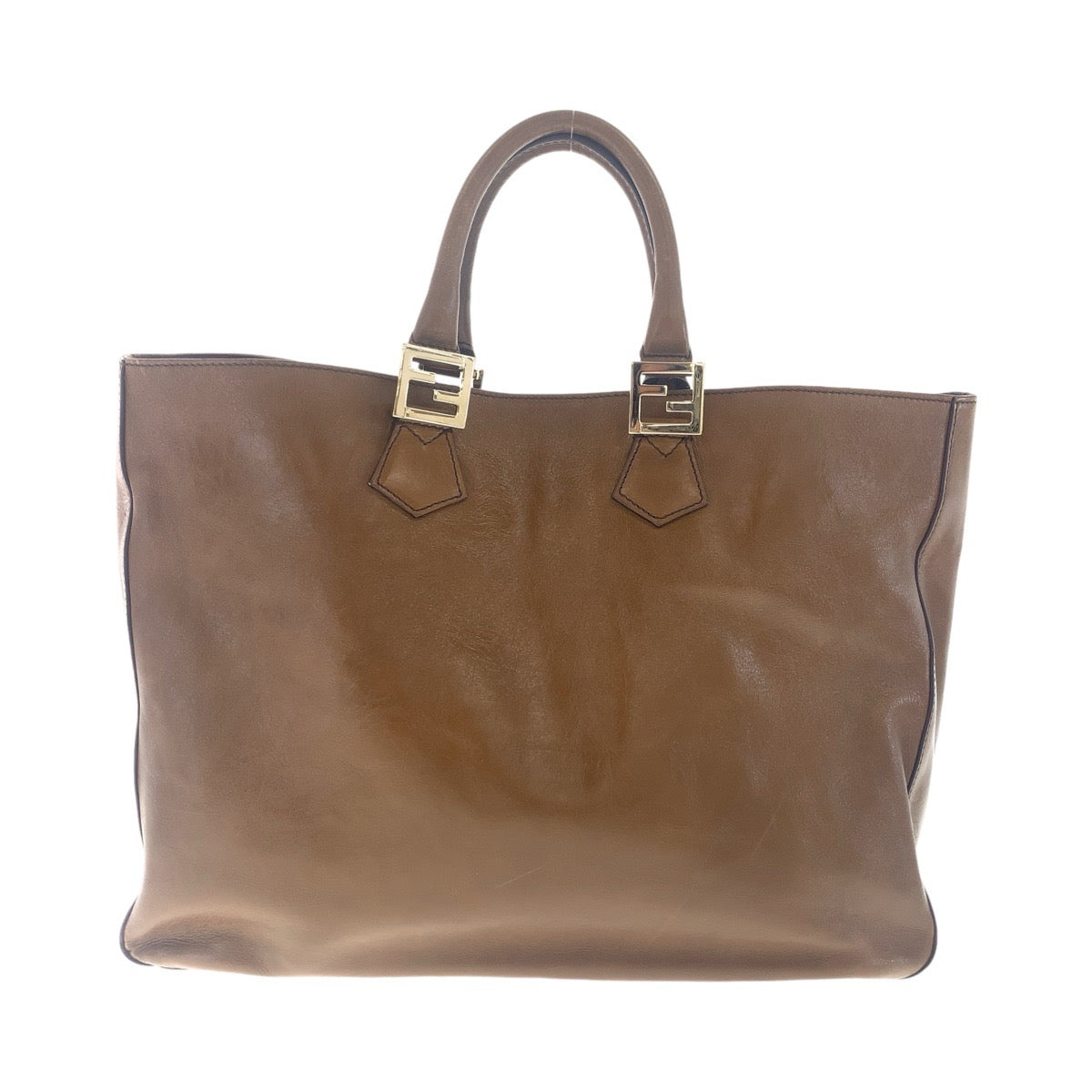 13685
FENDI フェンディ ブラウン ゴールド金具 レザー トートバッグ ハンドバッグ  レディース