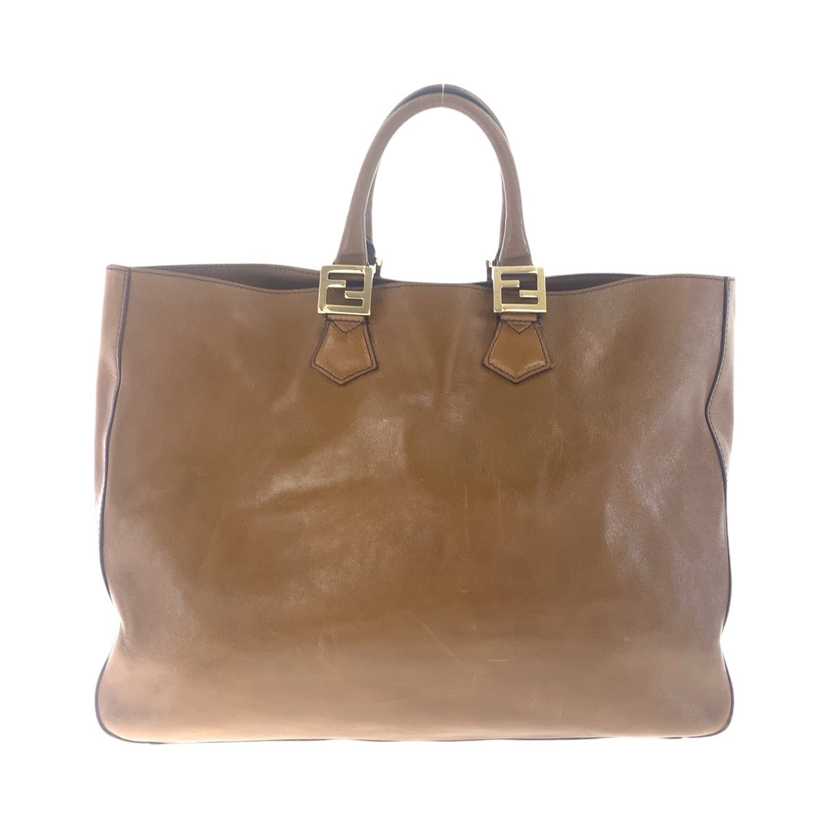 13685
FENDI フェンディ ブラウン ゴールド金具 レザー トートバッグ ハンドバッグ  レディース