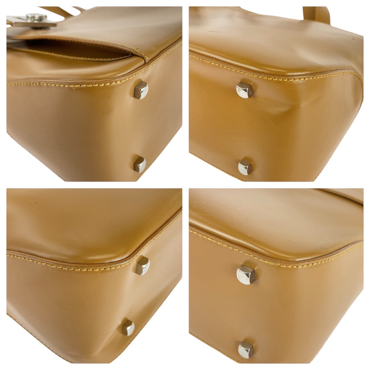 13688
Salvatore Ferragamo サルヴァトーレフェラガモ ヴィンテージ ガンチーニ ライトブラウン キャメル シルバー金具 レザー トートバッグ ショルダーバッグ  レディース