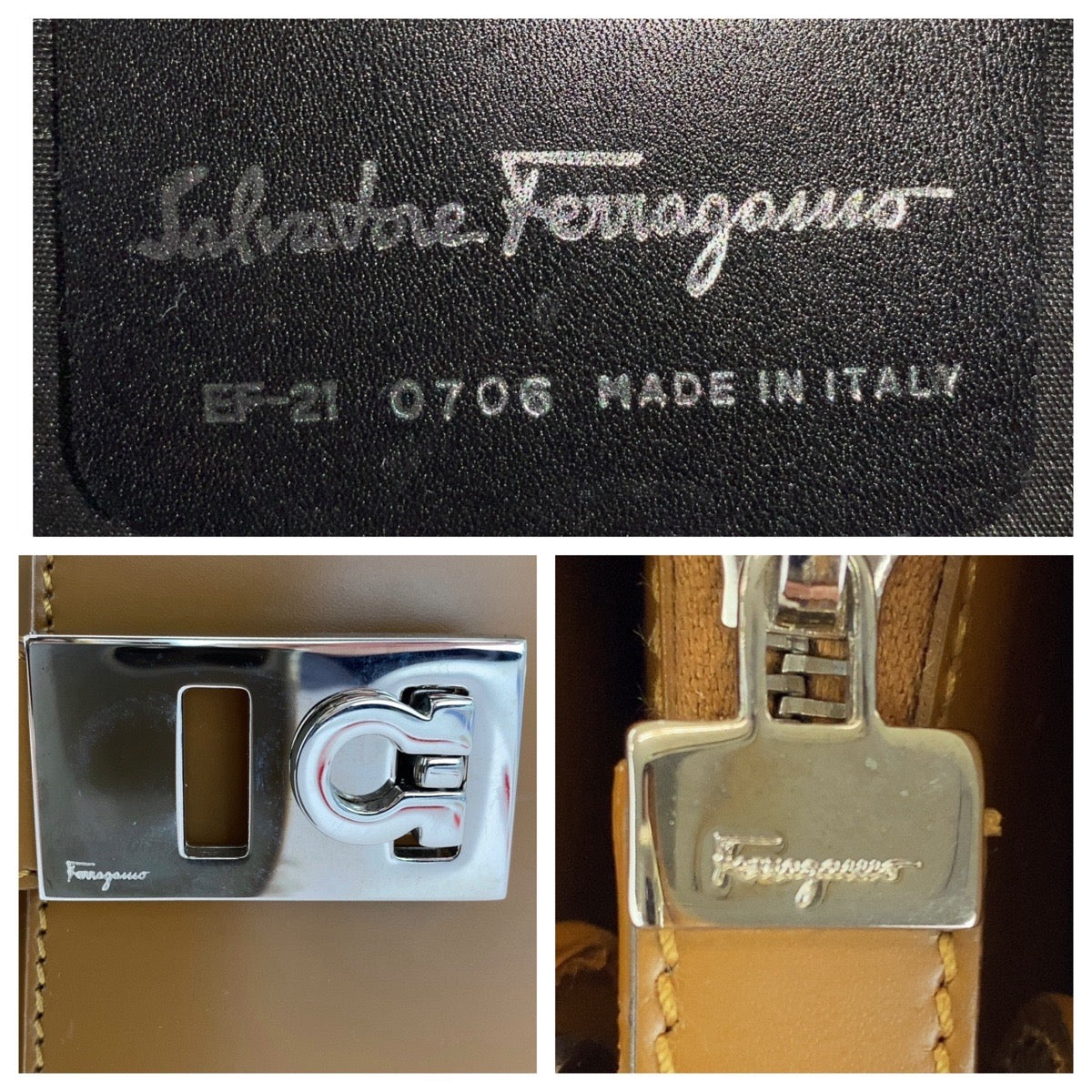 13688
Salvatore Ferragamo サルヴァトーレフェラガモ ヴィンテージ ガンチーニ ライトブラウン キャメル シルバー金具 レザー トートバッグ ショルダーバッグ  レディース