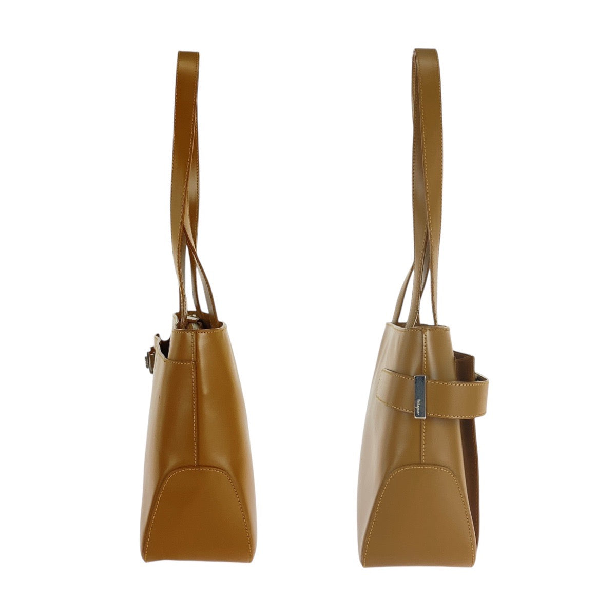 13688
Salvatore Ferragamo サルヴァトーレフェラガモ ヴィンテージ ガンチーニ ライトブラウン キャメル シルバー金具 レザー トートバッグ ショルダーバッグ  レディース