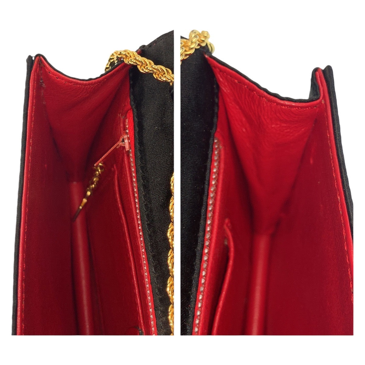 13689
CELINE セリーヌ ヴィンテージ トリオンフ ブラゾン ブラック 黒 ゴールド金具 サテン チェーンショルダーバッグ ポシェット  レディース A28