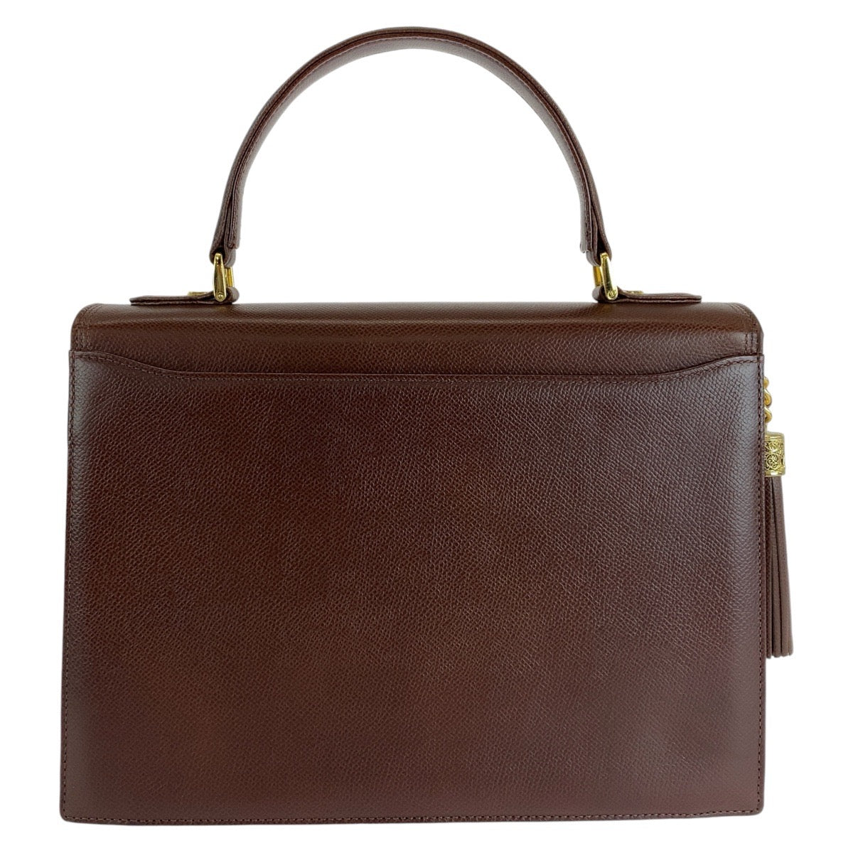 13692
Valentino Garavani ヴァレンティノ ガラヴァーニ ヴィンテージ ケリー型 タッセル ブラウン ゴールド金具 レザー ハンドバッグ  レディース A39