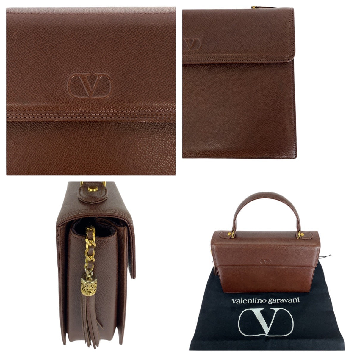 13692
Valentino Garavani ヴァレンティノ ガラヴァーニ ヴィンテージ ケリー型 タッセル ブラウン ゴールド金具 レザー ハンドバッグ  レディース A39