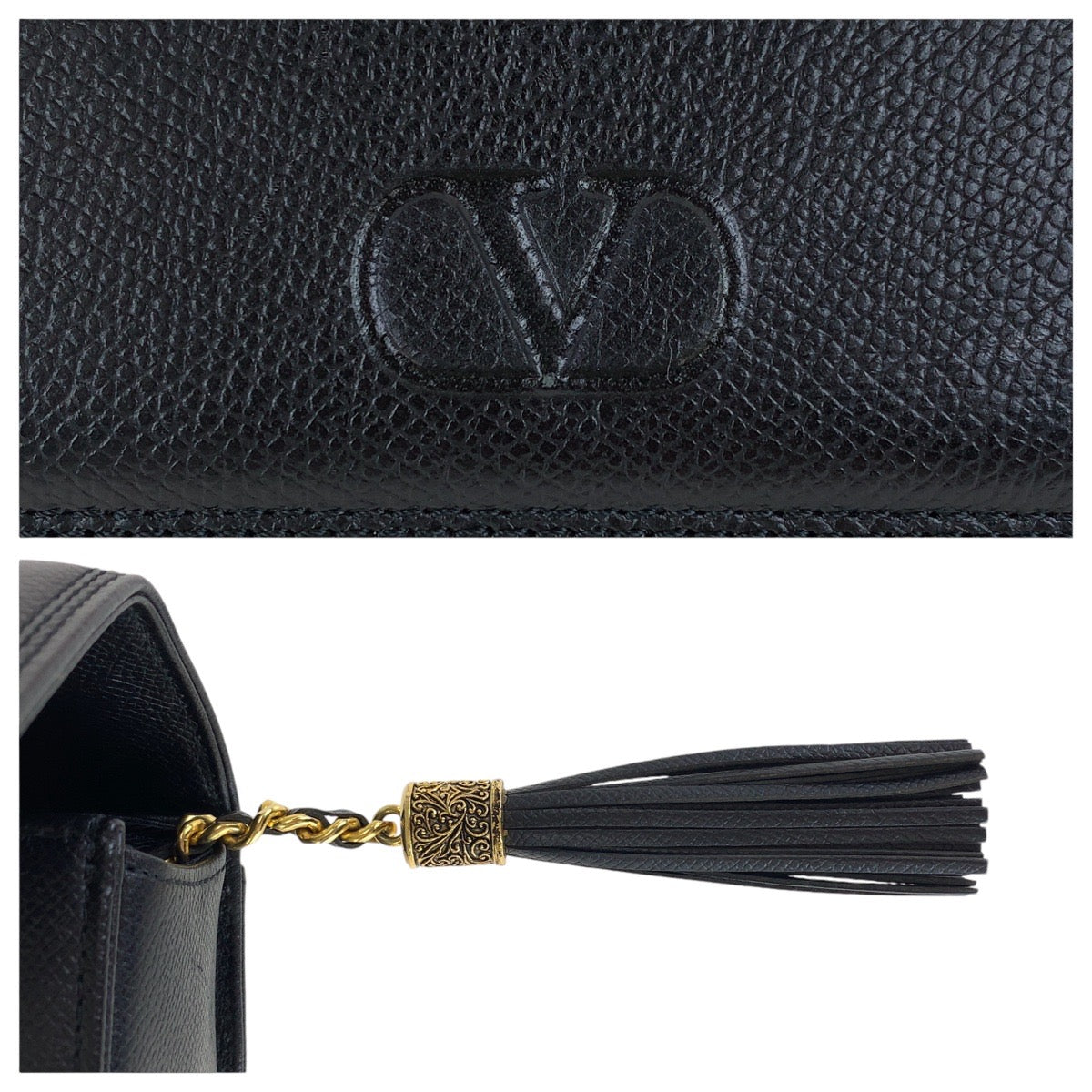 13695
Valentino Garavani ヴァレンティノ ガラヴァーニ ヴィンテージ ケリー型 タッセル ブラック 黒 ゴールド金具 レザー ハンドバッグ  レディース A38