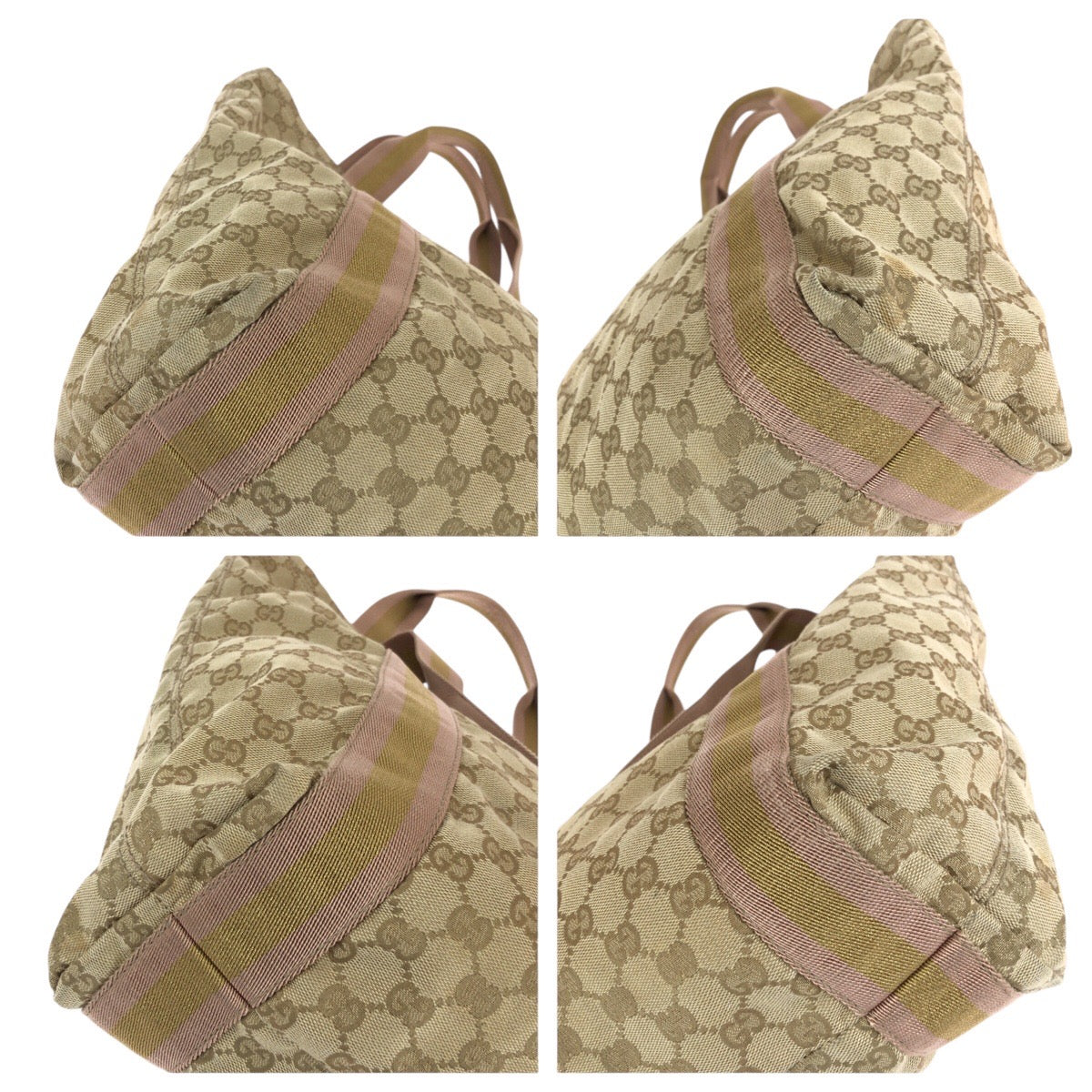 14174
GUCCI グッチ シェリーライン ベージュ ゴールド ピンク GGキャンバス / レザー 189669 トートバッグ ショルダーバッグ  レディース