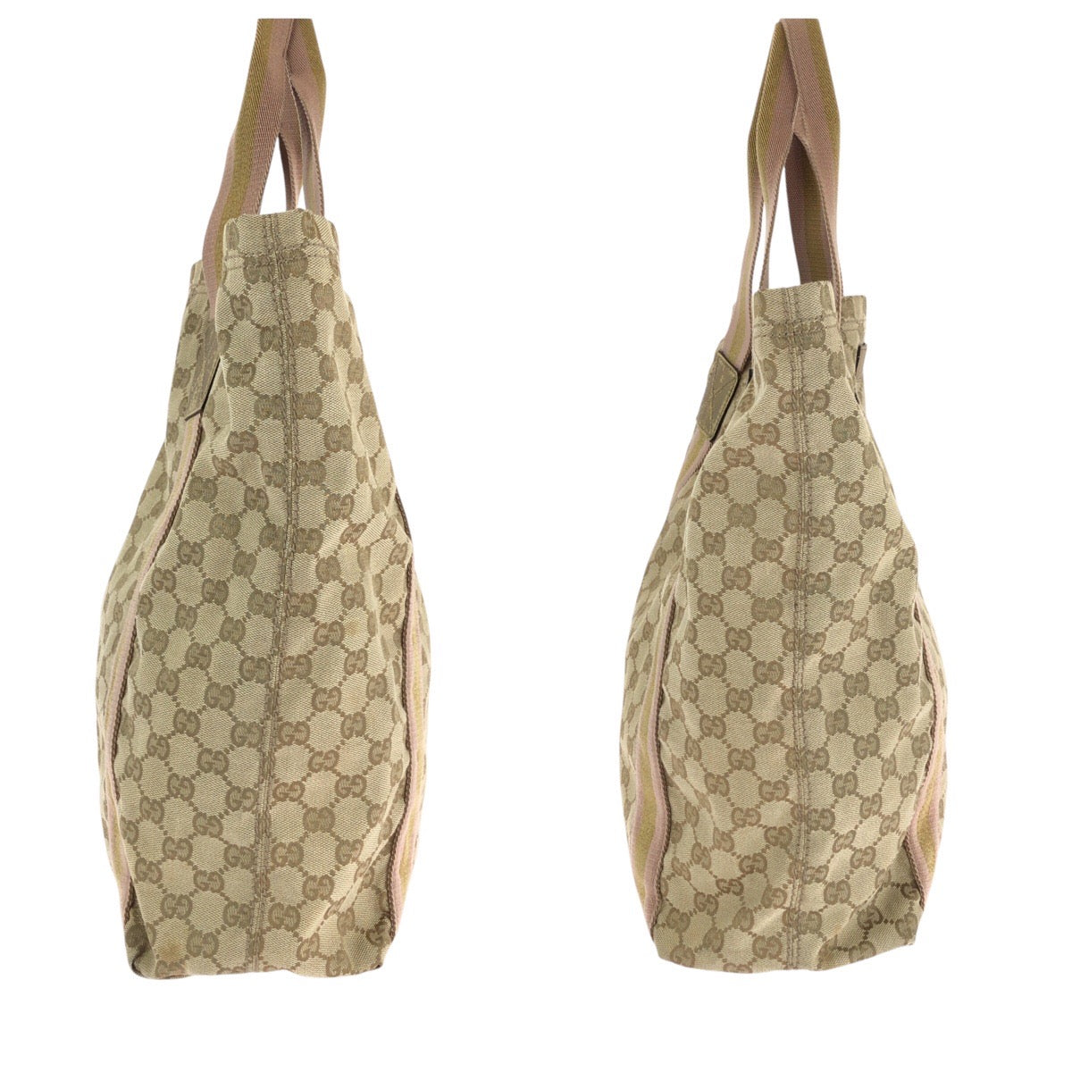 14174
GUCCI グッチ シェリーライン ベージュ ゴールド ピンク GGキャンバス / レザー 189669 トートバッグ ショルダーバッグ  レディース