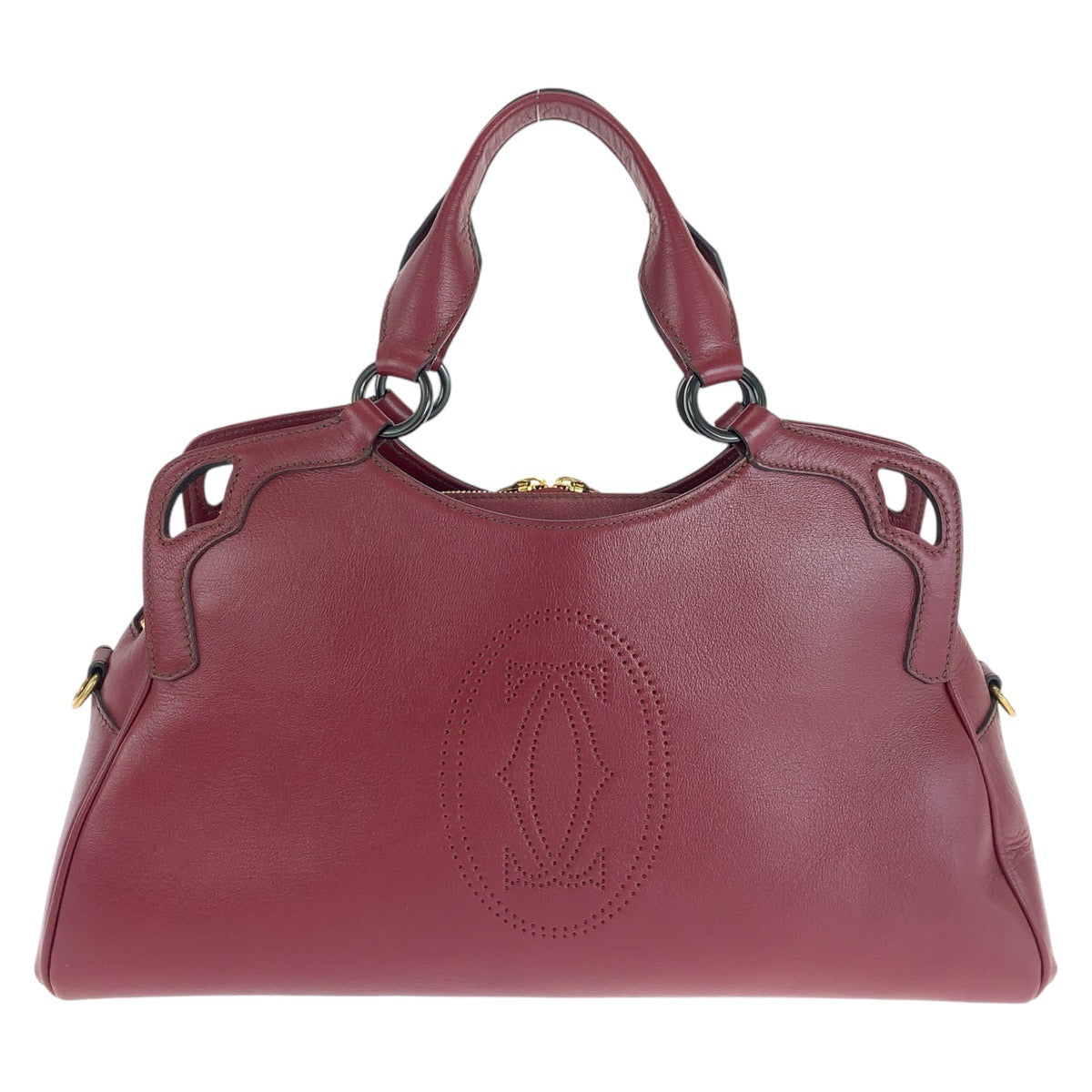 13696
CARTIER カルティエ マルチェロ ワインレッド ボルドー ゴールド金具 レザー トートバッグ ショルダーバッグ 2way  レディース