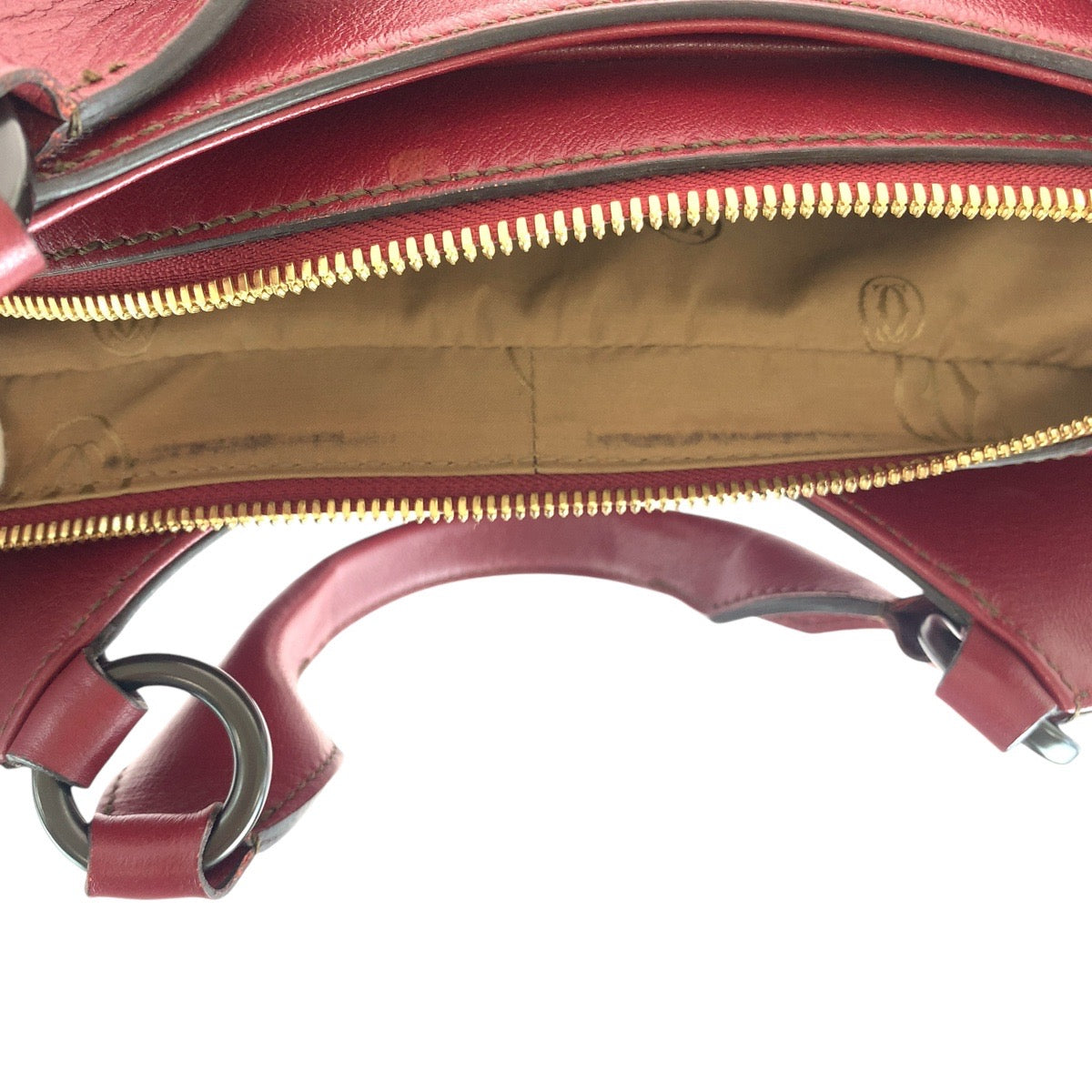 13696
CARTIER カルティエ マルチェロ ワインレッド ボルドー ゴールド金具 レザー トートバッグ ショルダーバッグ 2way  レディース
