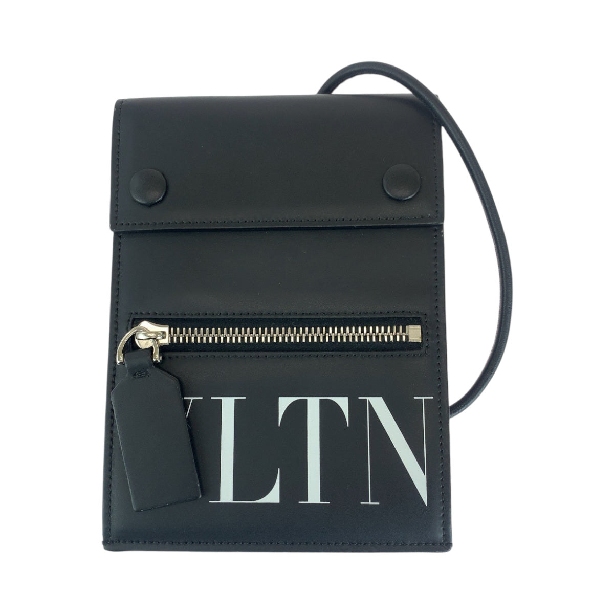 13698
VALENTINO ヴァレンティノ VLTN ロゴ ブラック 黒 ホワイト シルバー金具 レザー UY2P0Q83LVN ショルダーバッグ ポシェット  メンズ