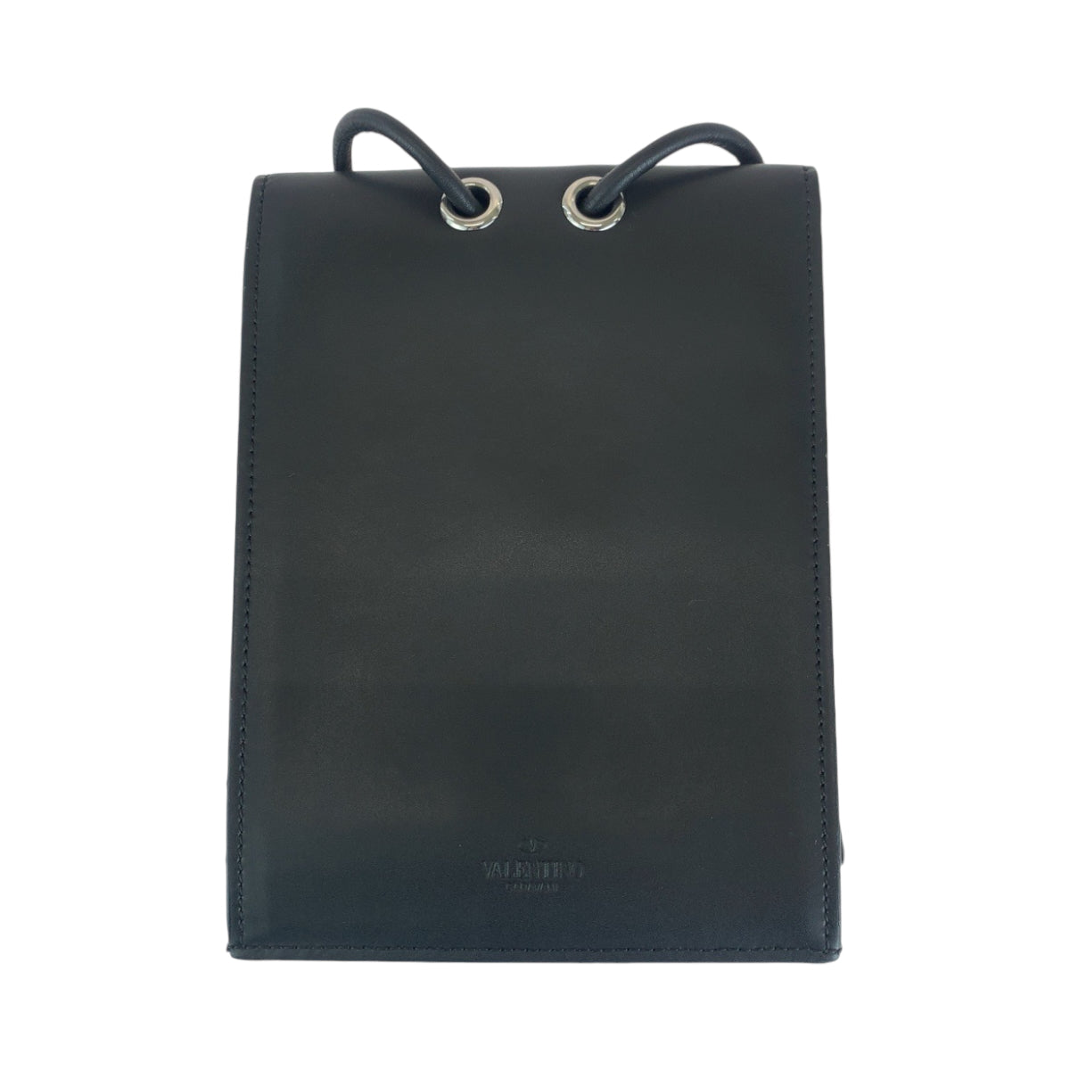 13698
VALENTINO ヴァレンティノ VLTN ロゴ ブラック 黒 ホワイト シルバー金具 レザー UY2P0Q83LVN ショルダーバッグ ポシェット  メンズ