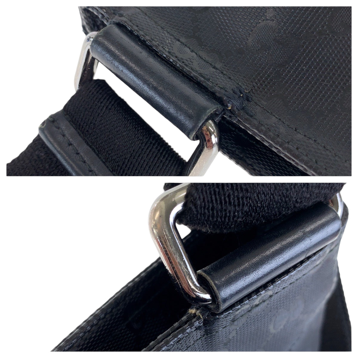 13699
GUCCI グッチ GGインプリメ ブラック 黒 シルバー金具 PVC 201446 ショルダーバッグ メッセンジャーバッグ  メンズ