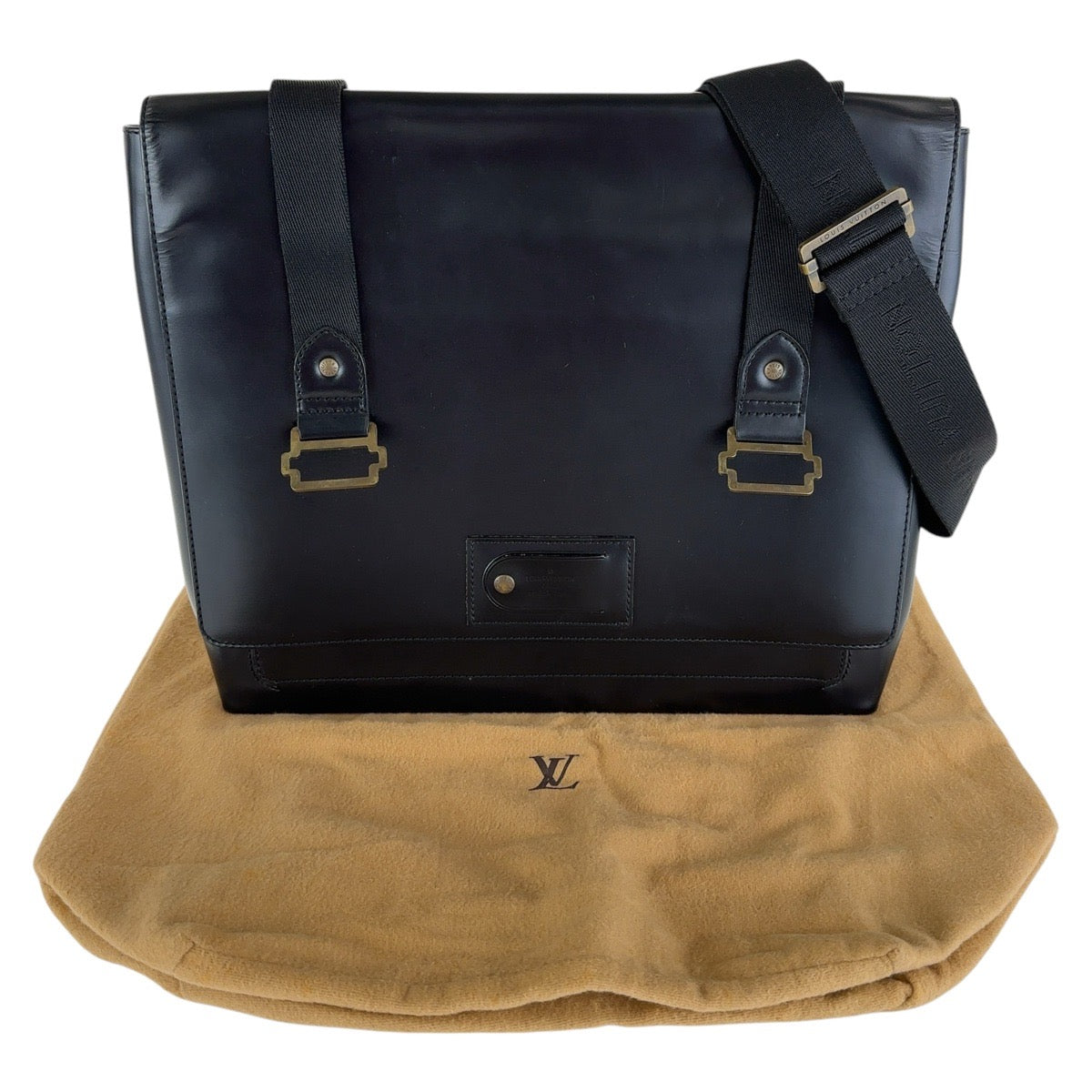 13701
LOUIS VUITTON ルイヴィトン リエージュ ユサック ブラック 黒 ゴールド金具 レザー M92224 ショルダーバッグ メッセンジャーバッグ  メンズ