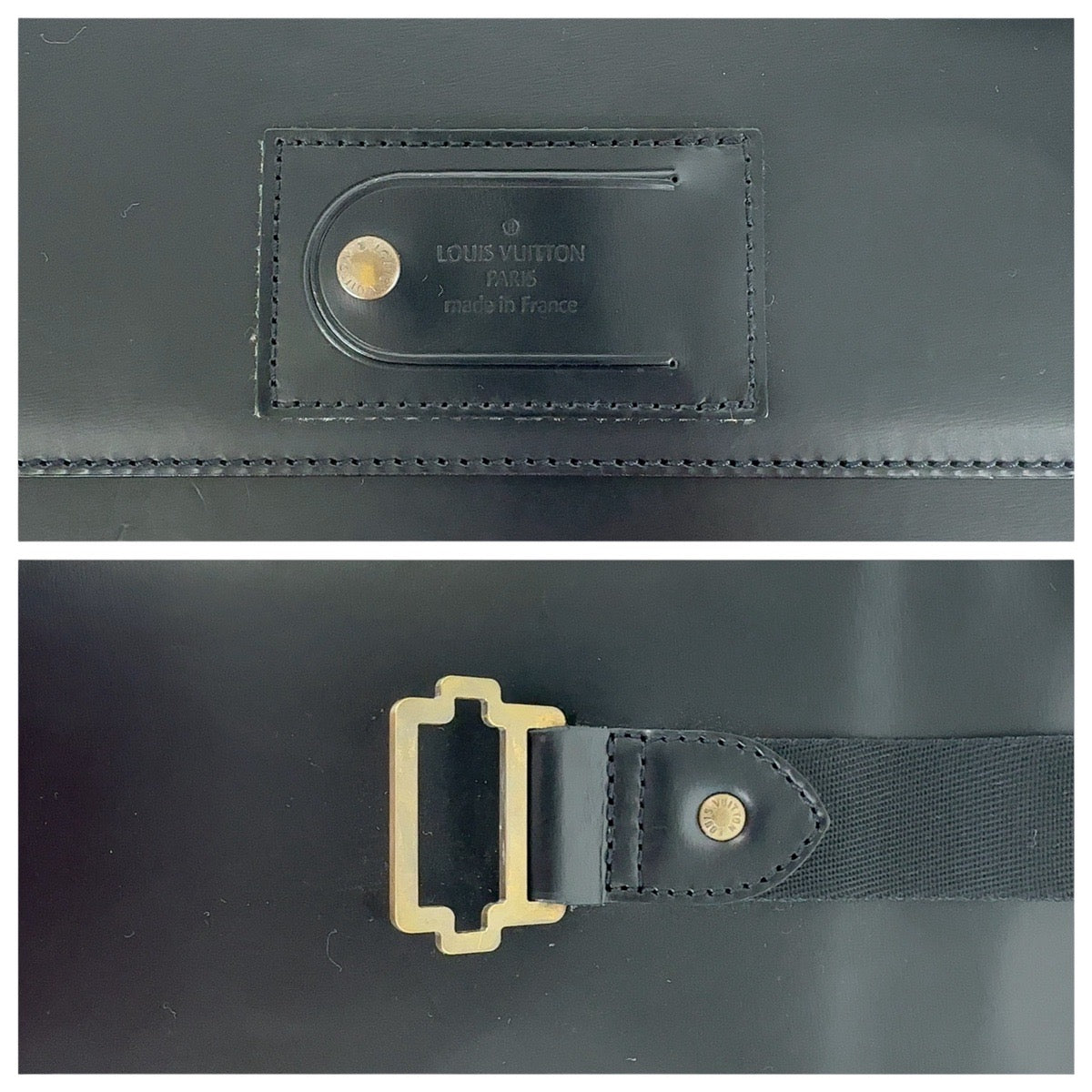 13701
LOUIS VUITTON ルイヴィトン リエージュ ユサック ブラック 黒 ゴールド金具 レザー M92224 ショルダーバッグ メッセンジャーバッグ  メンズ