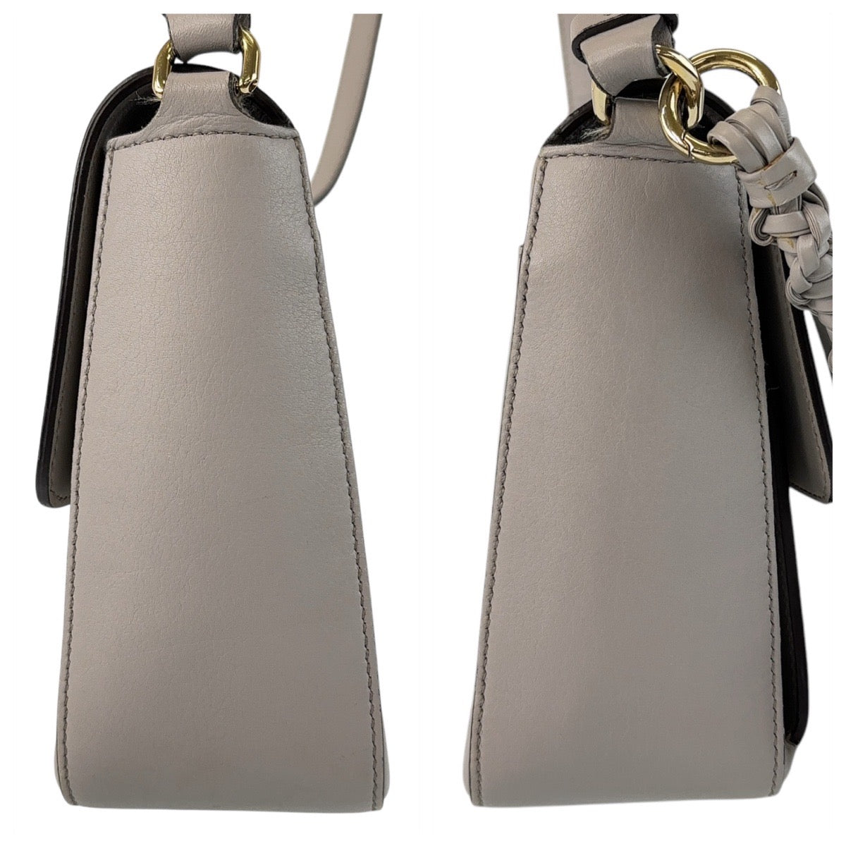 13702
Salvatore Ferragamo サルヴァトーレフェラガモ ガンチーニ グレー ゴールド金具 レザー 斜め掛け ショルダーバッグ ポシェット  レディース A38