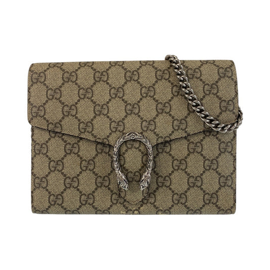 GUCCI グッチ ディオニュソス ベージュ シルバー金具 GGスプリームキャンバス 401231 斜め掛け ショルダーバッグ チェーンウォレット  レディース