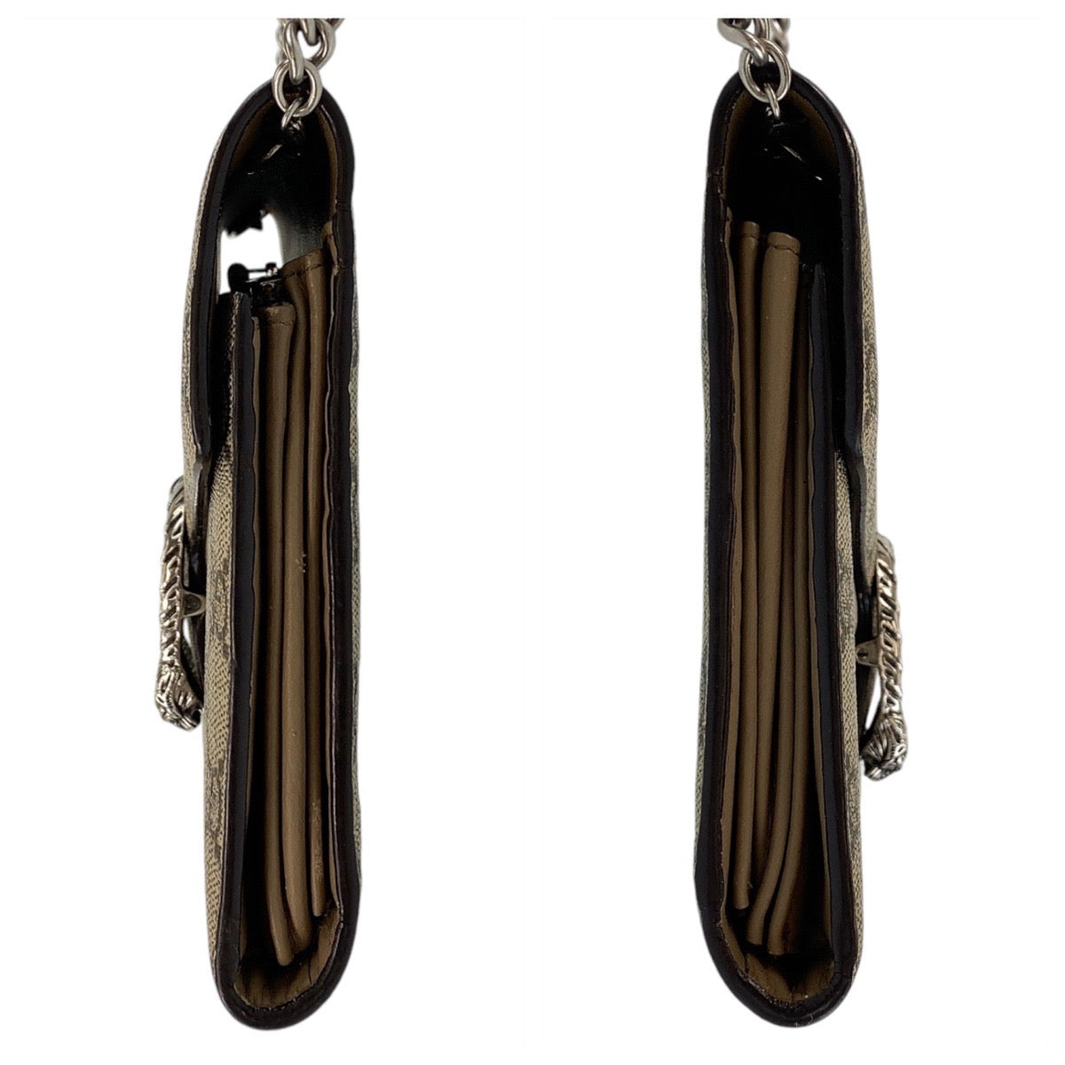 GUCCI グッチ ディオニュソス ベージュ シルバー金具 GGスプリームキャンバス 401231 斜め掛け ショルダーバッグ チェーンウォレット  レディース