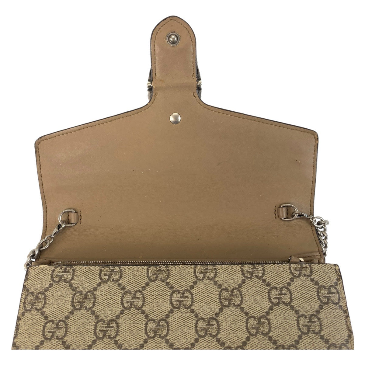 GUCCI グッチ ディオニュソス ベージュ シルバー金具 GGスプリームキャンバス 401231 斜め掛け ショルダーバッグ チェーンウォレット  レディース