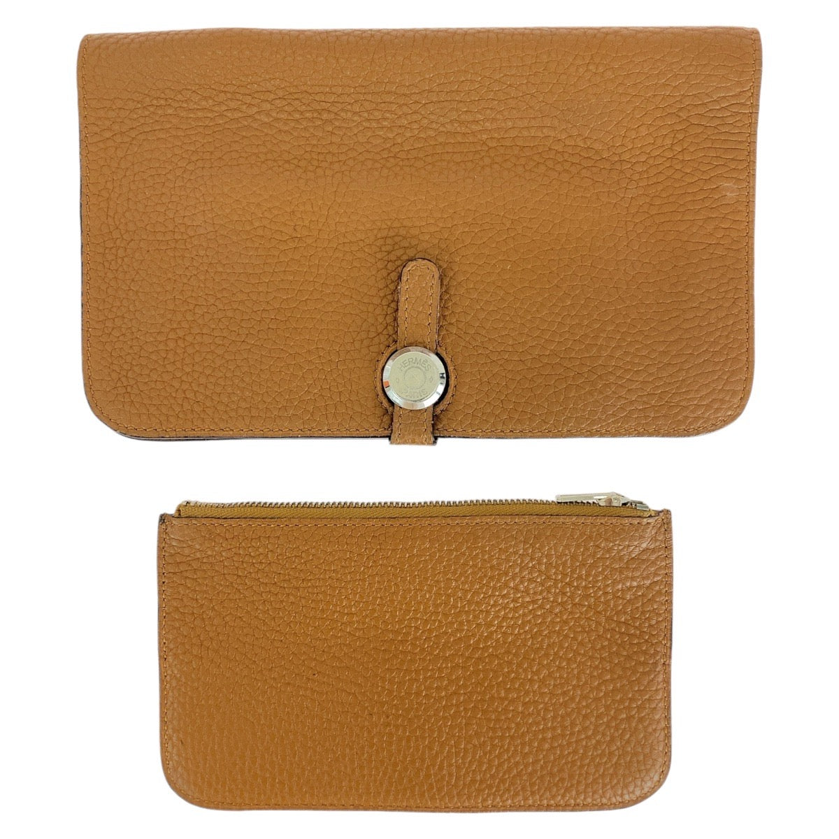 13703
HERMES エルメス ドゴンGM ゴールド ライトブラウン キャメル シルバー金具 トゴ 長財布 ロングウォレット 男女兼用 K刻印  レディース AB34