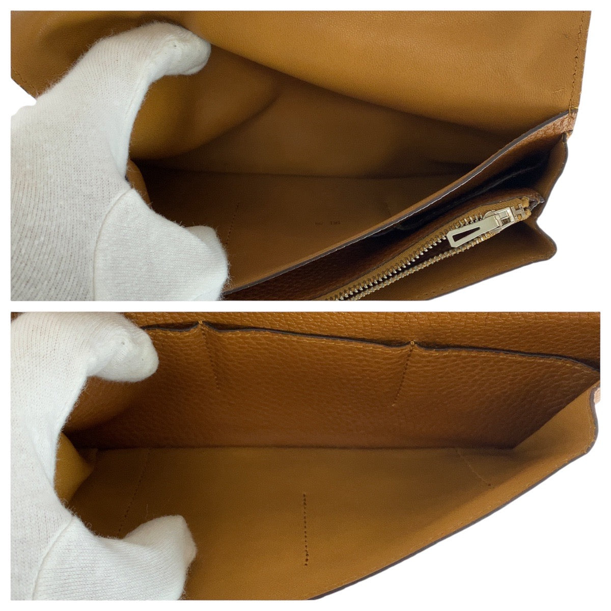 13703
HERMES エルメス ドゴンGM ゴールド ライトブラウン キャメル シルバー金具 トゴ 長財布 ロングウォレット 男女兼用 K刻印  レディース AB34